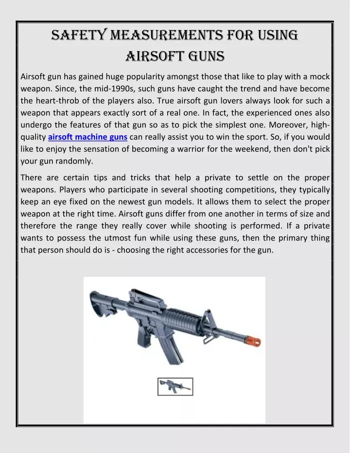 safety measurements for using airsoft guns