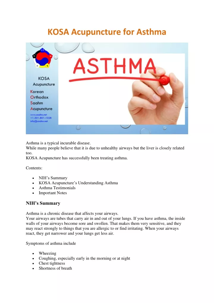 kosa acupuncture for asthma