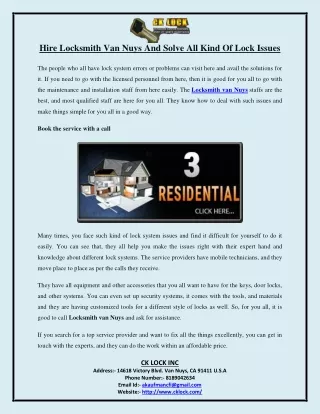 hire locksmith van nuys and solve all kind
