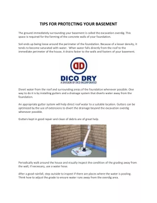 TIPS FOR PROTECTING YOUR BASEMENT