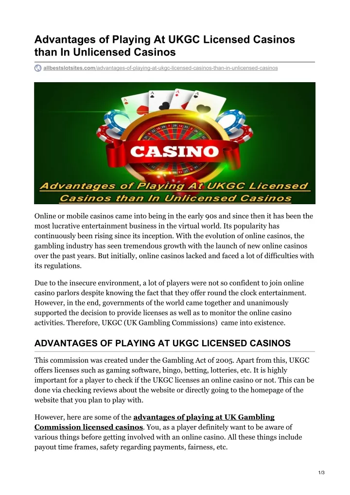 advantages of playing at ukgc licensed casinos