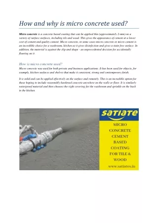 how and why is micro concrete used