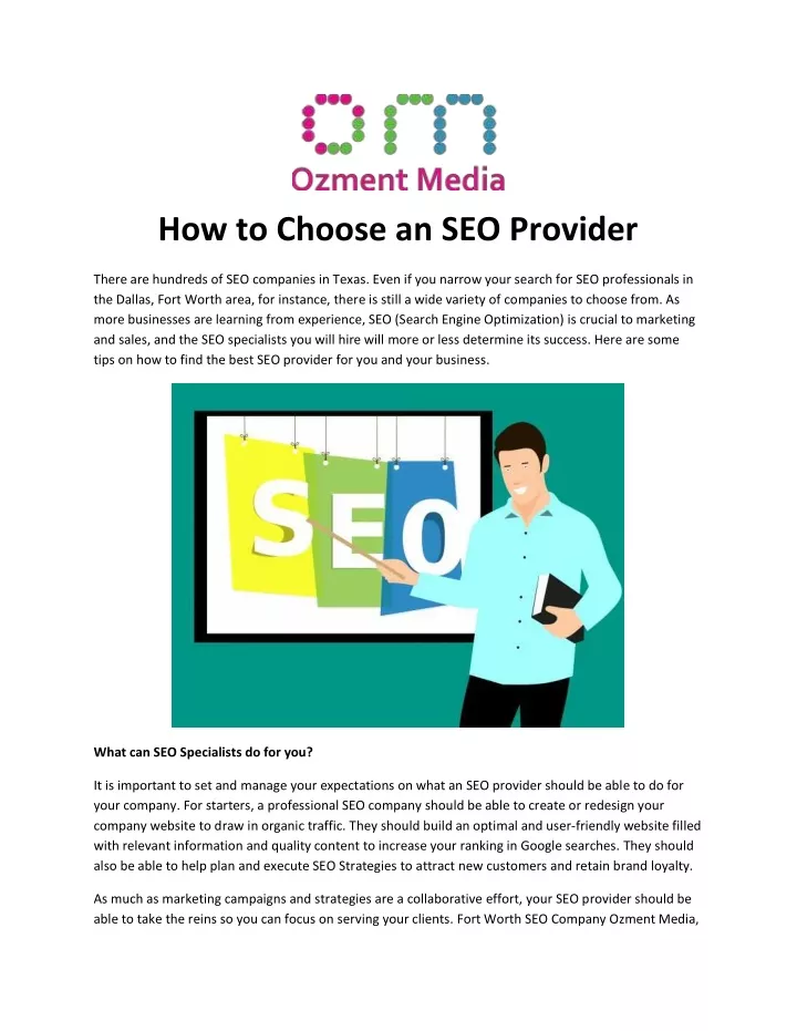 how to choose an seo provider