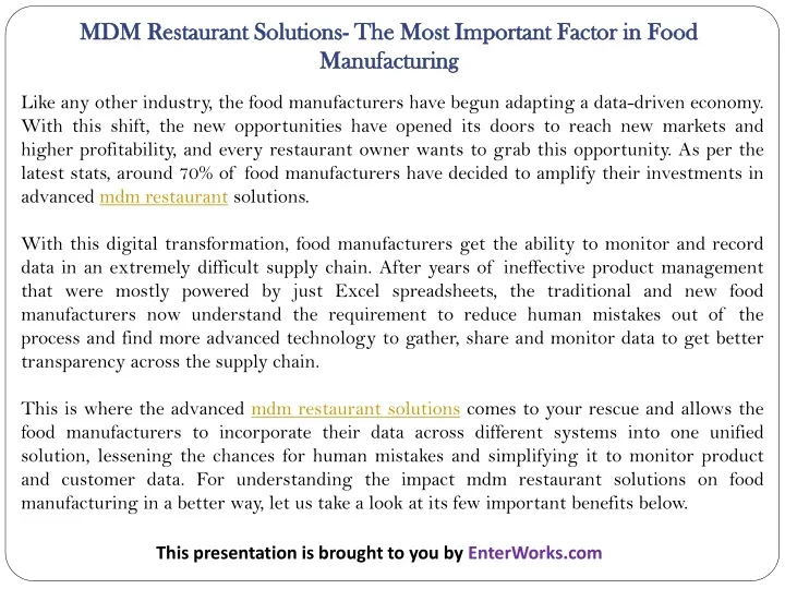 mdm restaurant solutions the most important
