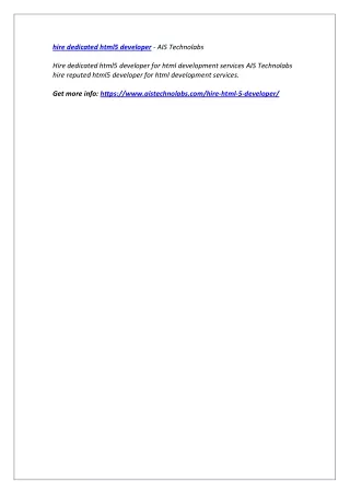 hire dedicated html5 developer ais technolabs