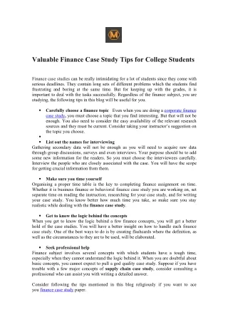 valuable finance case study tips for college