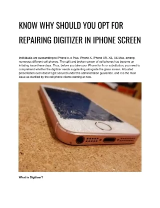 KNOW WHY SHOULD YOU OPT FOR REPAIRING DIGITIZER IN IPHONE SCREEN