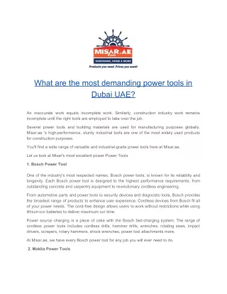 what are the most demanding power tools in dubai