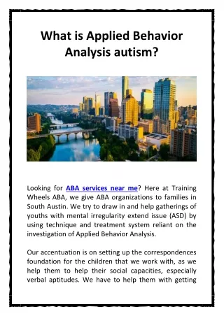 what is applied behavior analysis autism