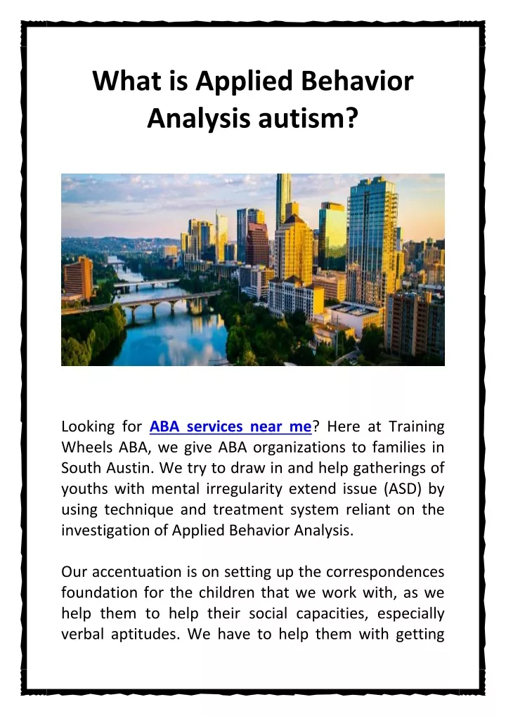 what is applied behavior analysis autism