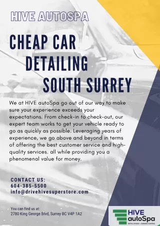 Hire Cheap Car Detailing in South Surrey - HiveAuto Spa