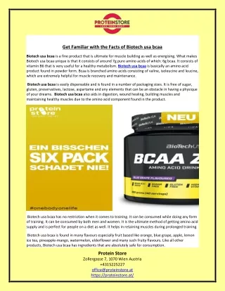Get Familiar with the Facts of Biotech usa bcaa