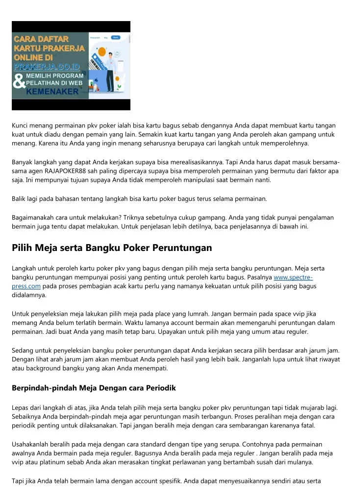 kunci menang permainan pkv poker ialah bisa kartu