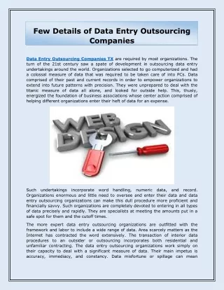 few details of data entry outsourcing companies