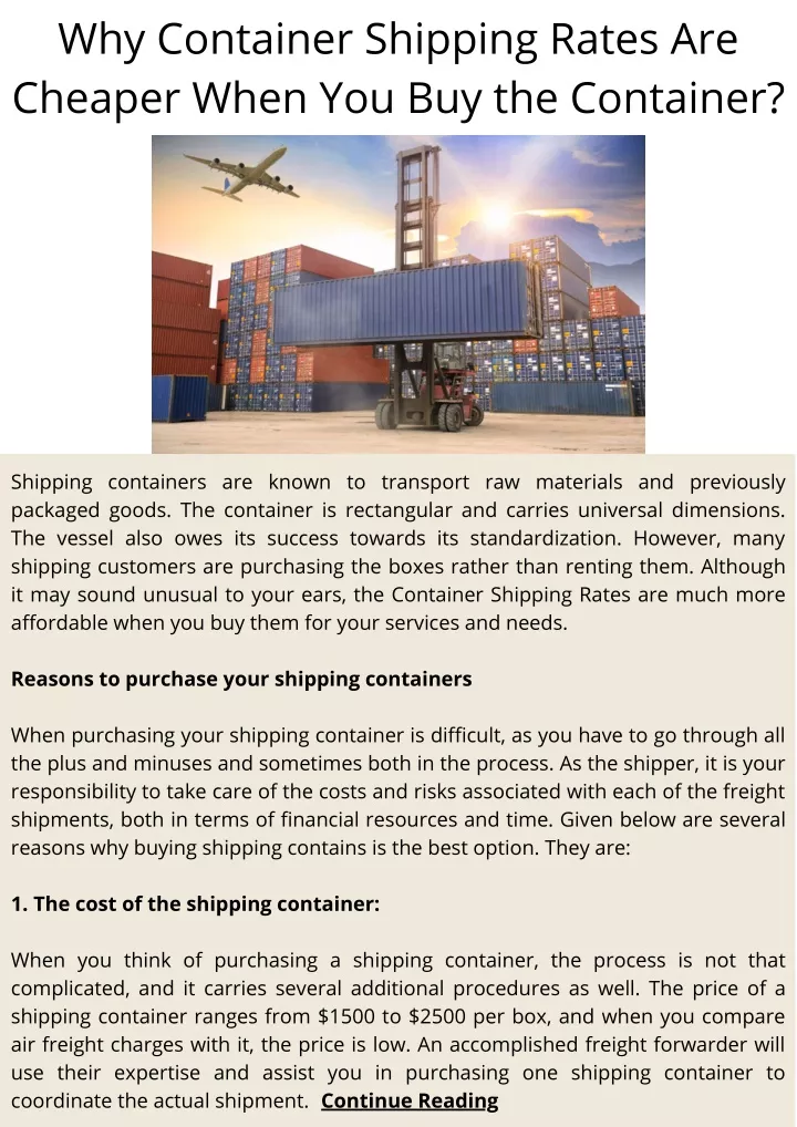 why container shipping rates are cheaper when