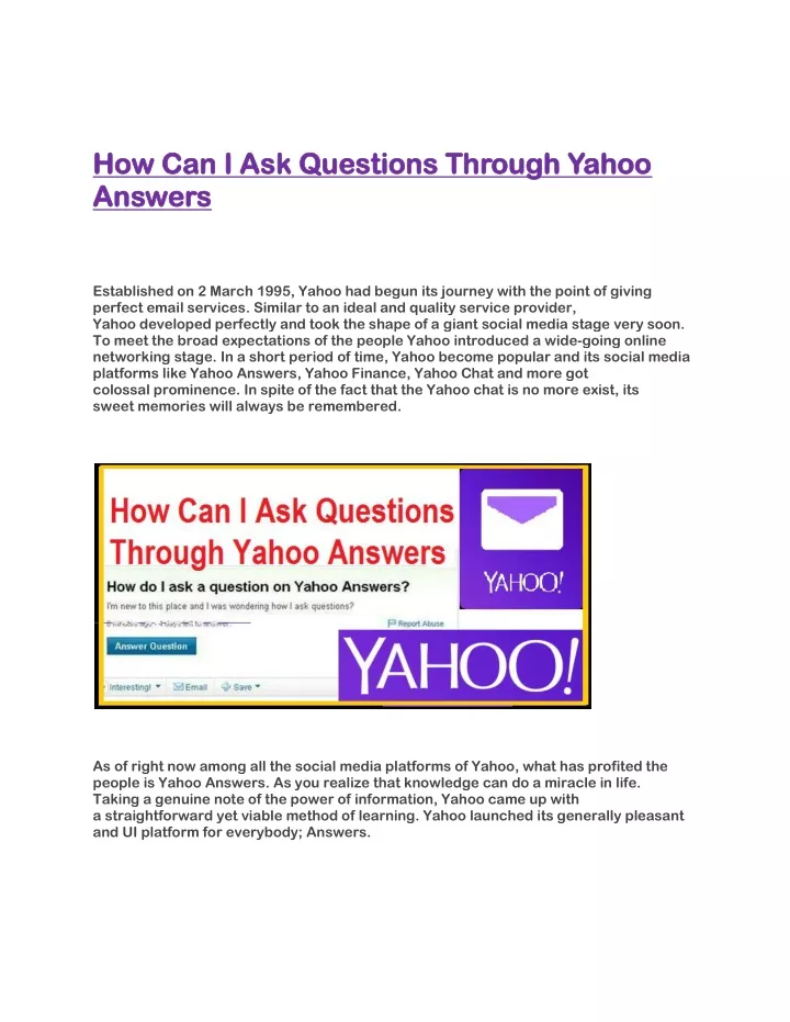 how can i ask questions through yahoo