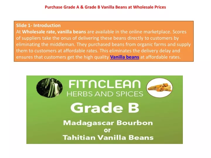 purchase grade a grade b vanilla beans at wholesale prices