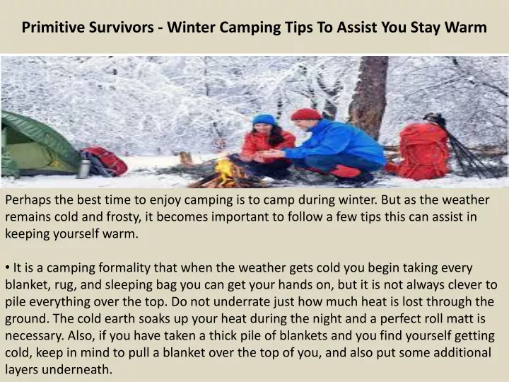 primitive survivors winter camping tips to assist you stay warm