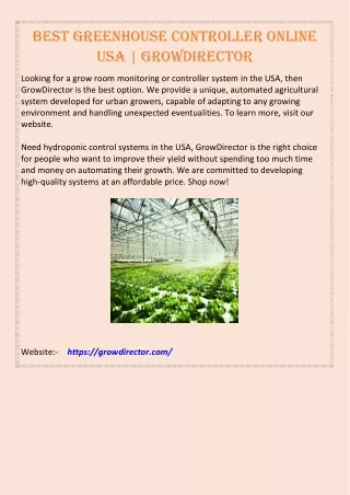 Best Greenhouse Controller Online USA | GrowDirector