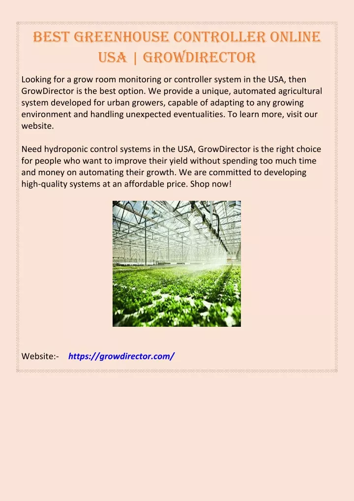 best greenhouse controller online usa growdirector