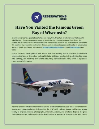 Have You Visited the Famous Green Bay of Wisconsin