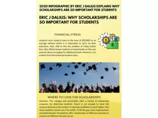 2020 Infographic by Eric J Dalius explains why scholarships are so important for students