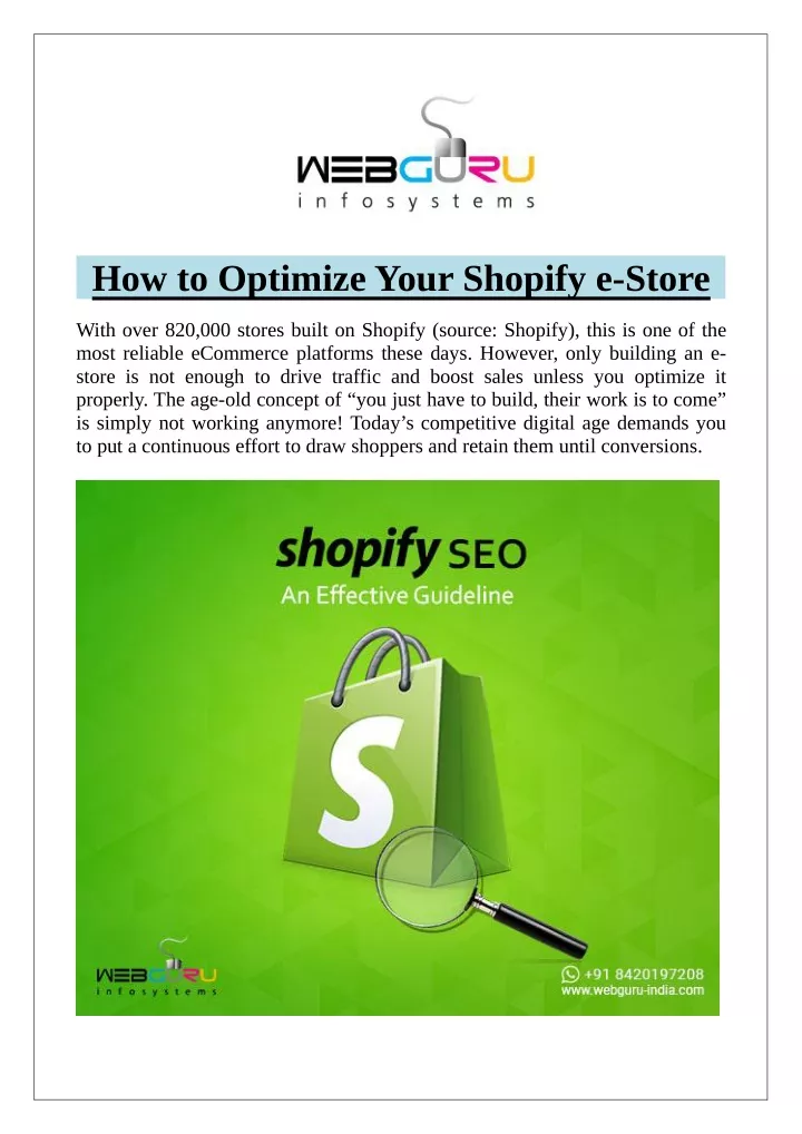 how to optimize your shopify e store