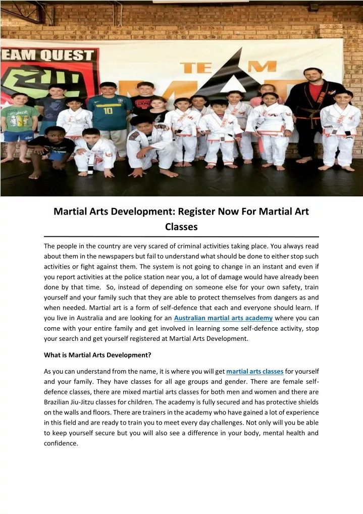 martial arts development register now for martial