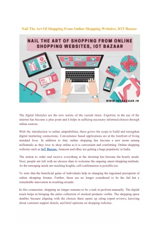 Nail The Art Of Shopping From Online Shopping Websites, IOT Bazaar