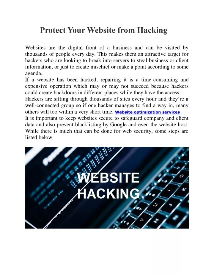 protect your website from hacking websites