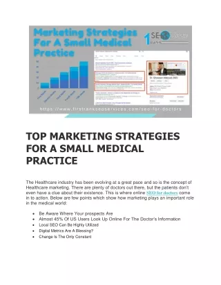 TOP MARKETING STRATEGIES FOR A SMALL MEDICAL PRACTICE