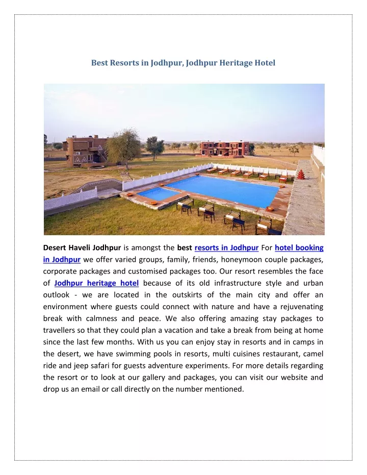 best resorts in jodhpur jodhpur heritage hotel