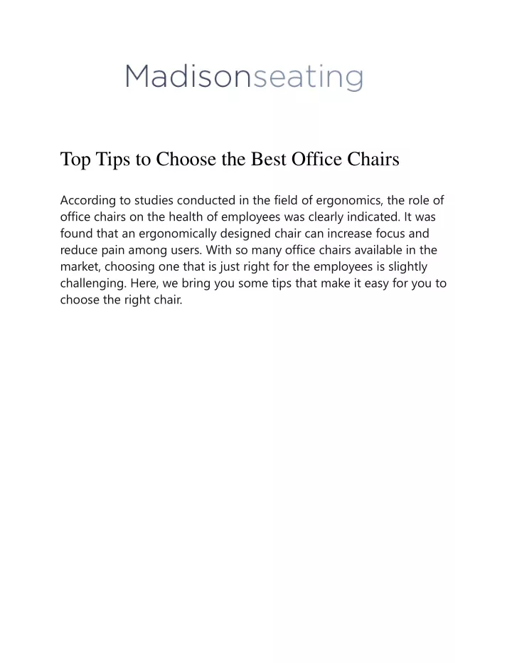 top tips to choose the best office chairs