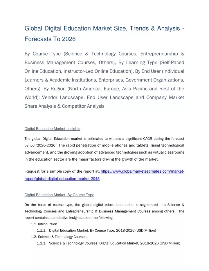 global digital education market size trends