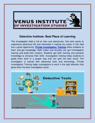 detective institute best place of learning