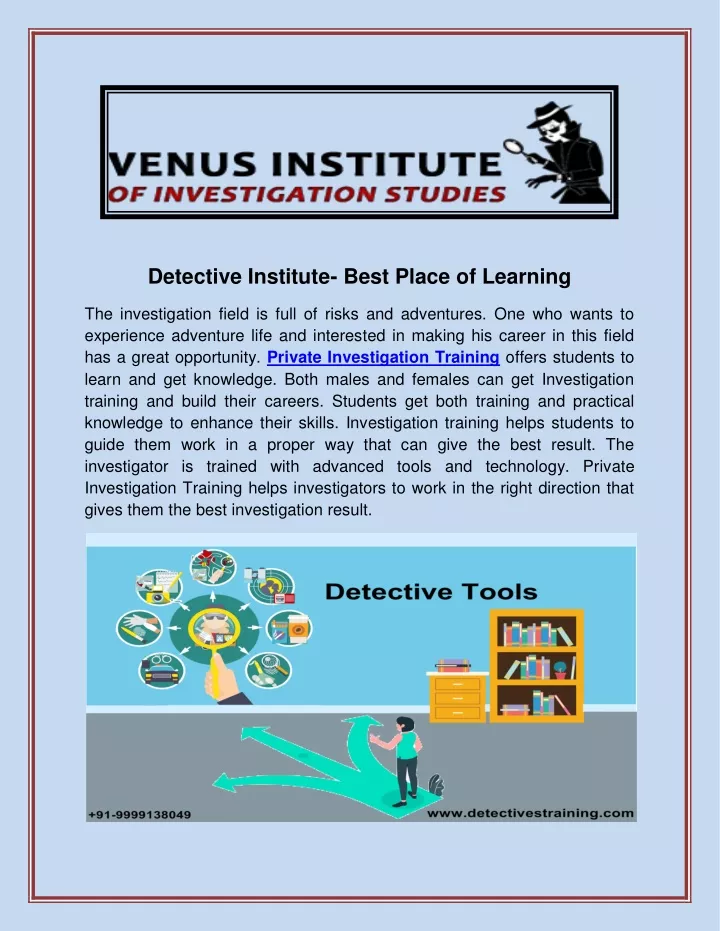 detective institute best place of learning