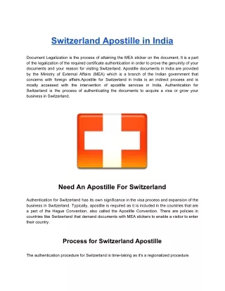 switzerland apostille in india