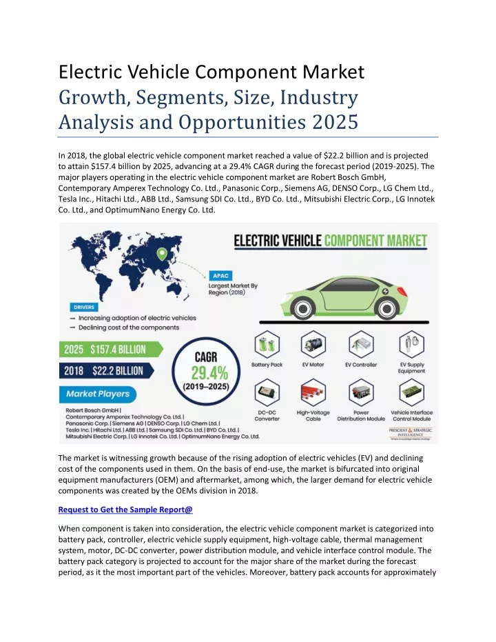 electric vehicle component market growth segments