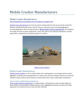 mobile crusher manufacturers