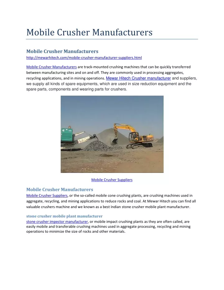 mobile crusher manufacturers