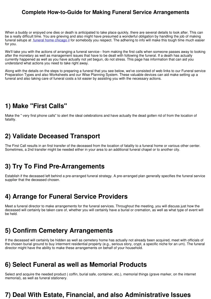 complete how to guide for making funeral service