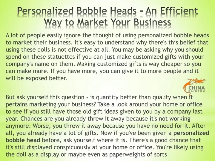personalized bobble heads an efficient way to market your business