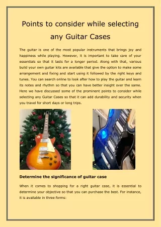 Points to consider while selecting any Guitar Cases