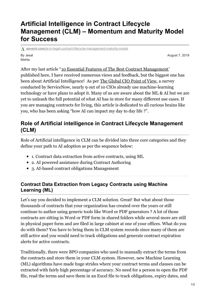 artificial intelligence in contract lifecycle