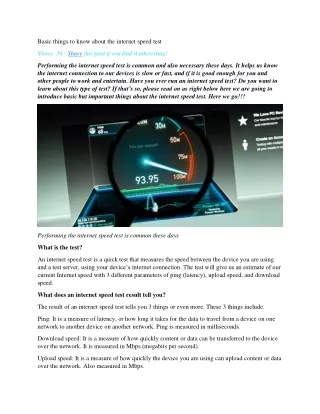 basic things to know about the internet speed test