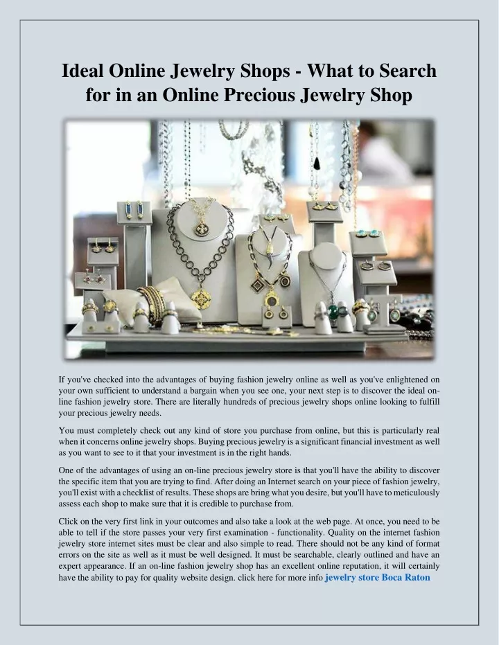 ideal online jewelry shops what to search