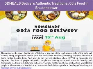ODMEALS Delivers Authentic Traditional Odia Food in Bhubaneswar