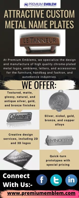 attractive custom metal name plates
