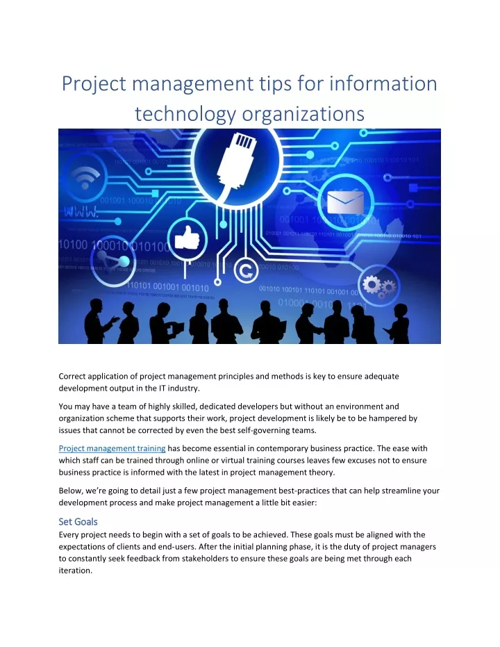project management tips for information