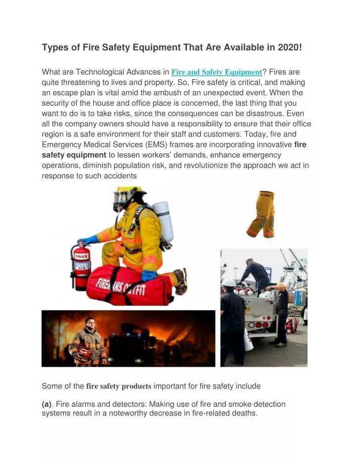 types of fire safety equipment that are available
